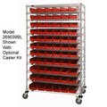 Global Equipment Chrome Wire Shelving with 110 4"H Plastic Shelf Bins Red, 48x24x74 269037RD